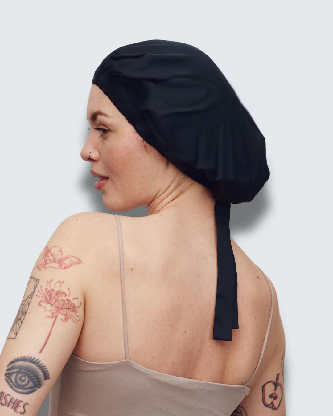 Bamboo Hair Bonnet, Jet Black - Image 3