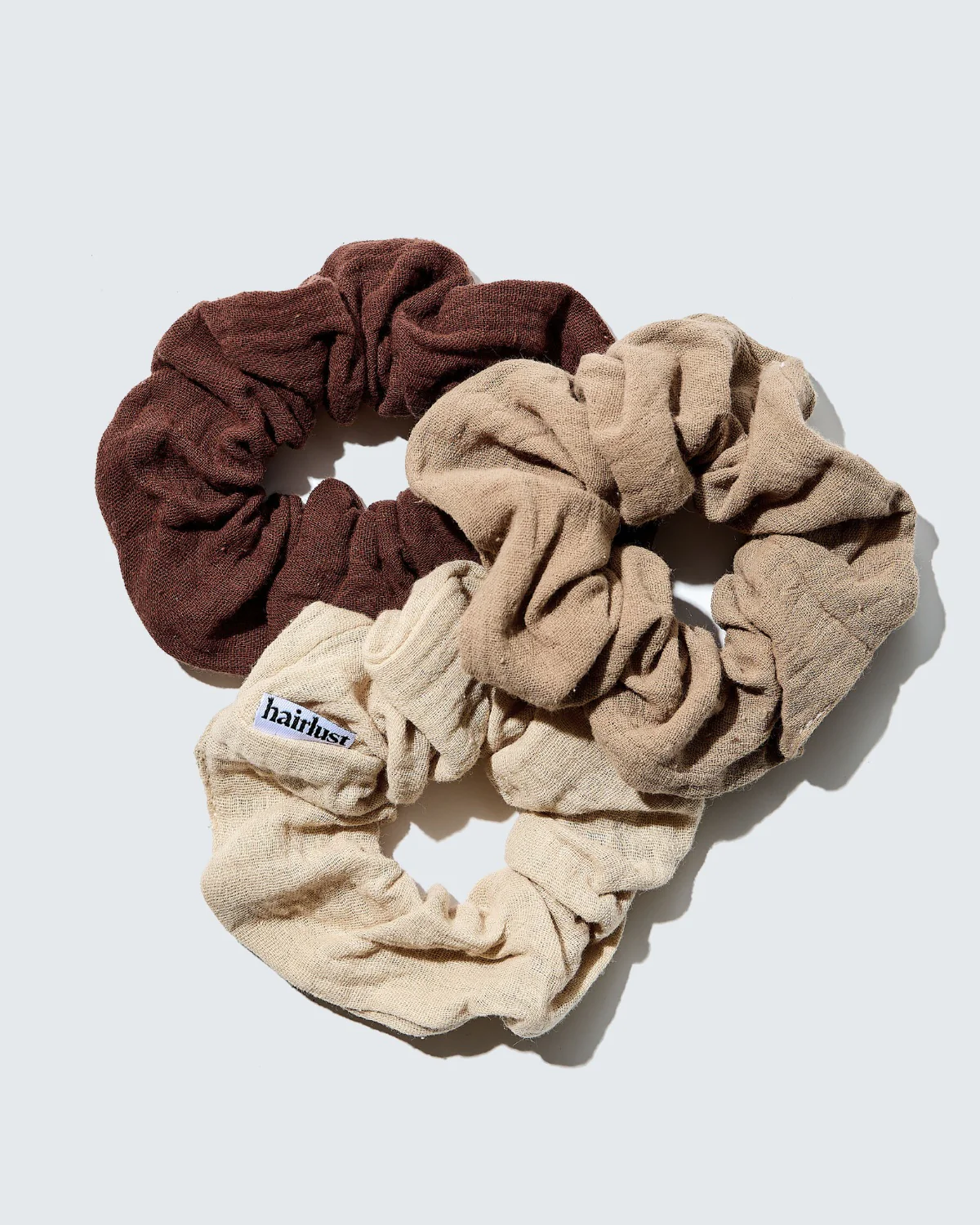 Cotton Scrunchies, Medium, 3-Pack, Coffee - Image 6