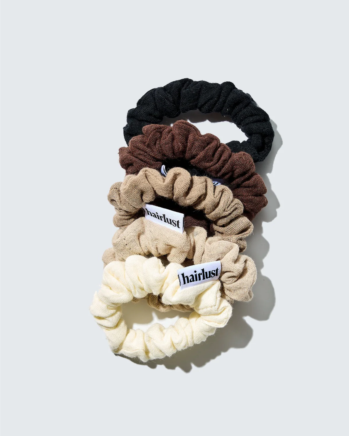 Cotton Scrunchies, Small, 5-Pack, Coffee - Image 6