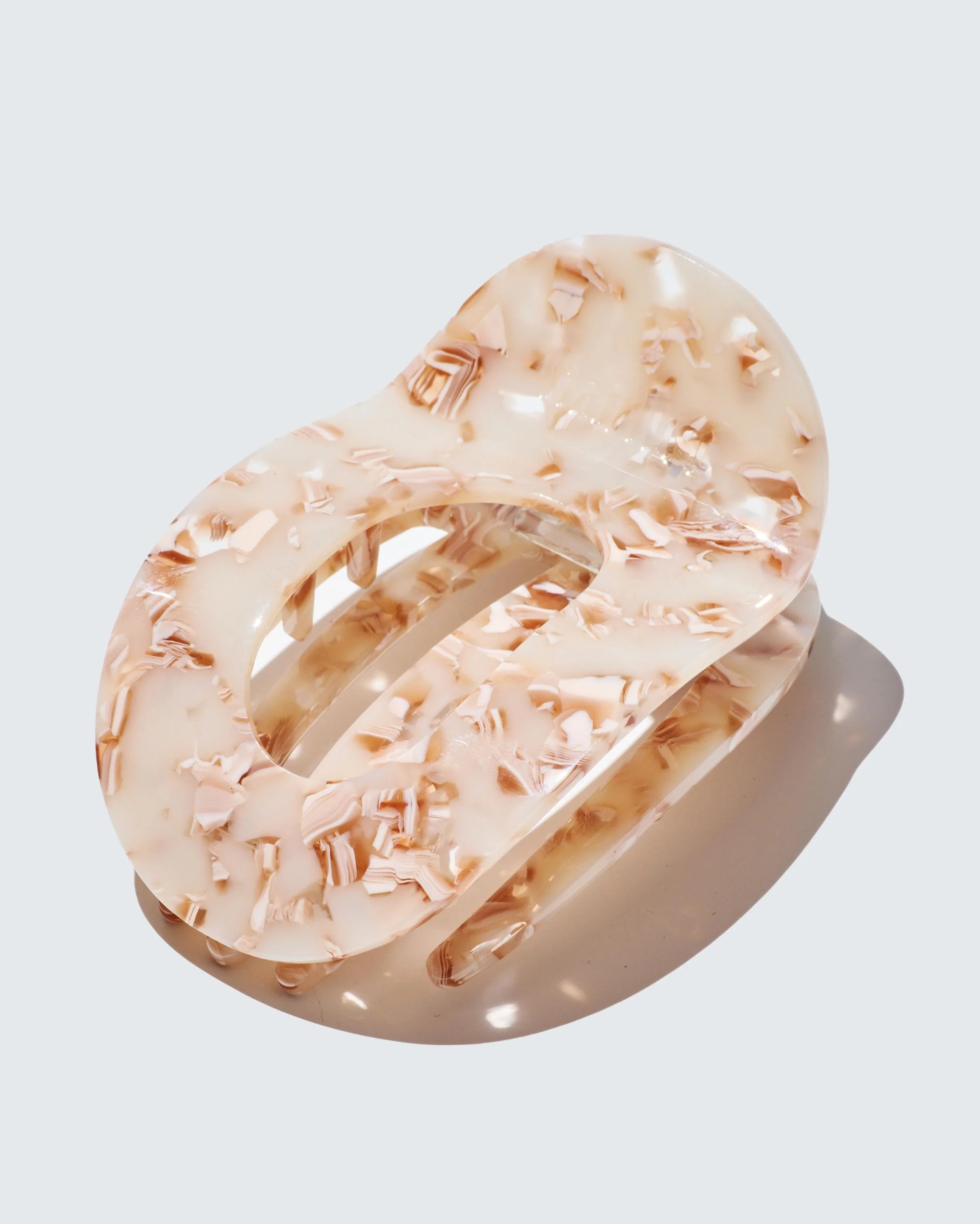 Large Flat Claw Hair Clip, Beige Shell