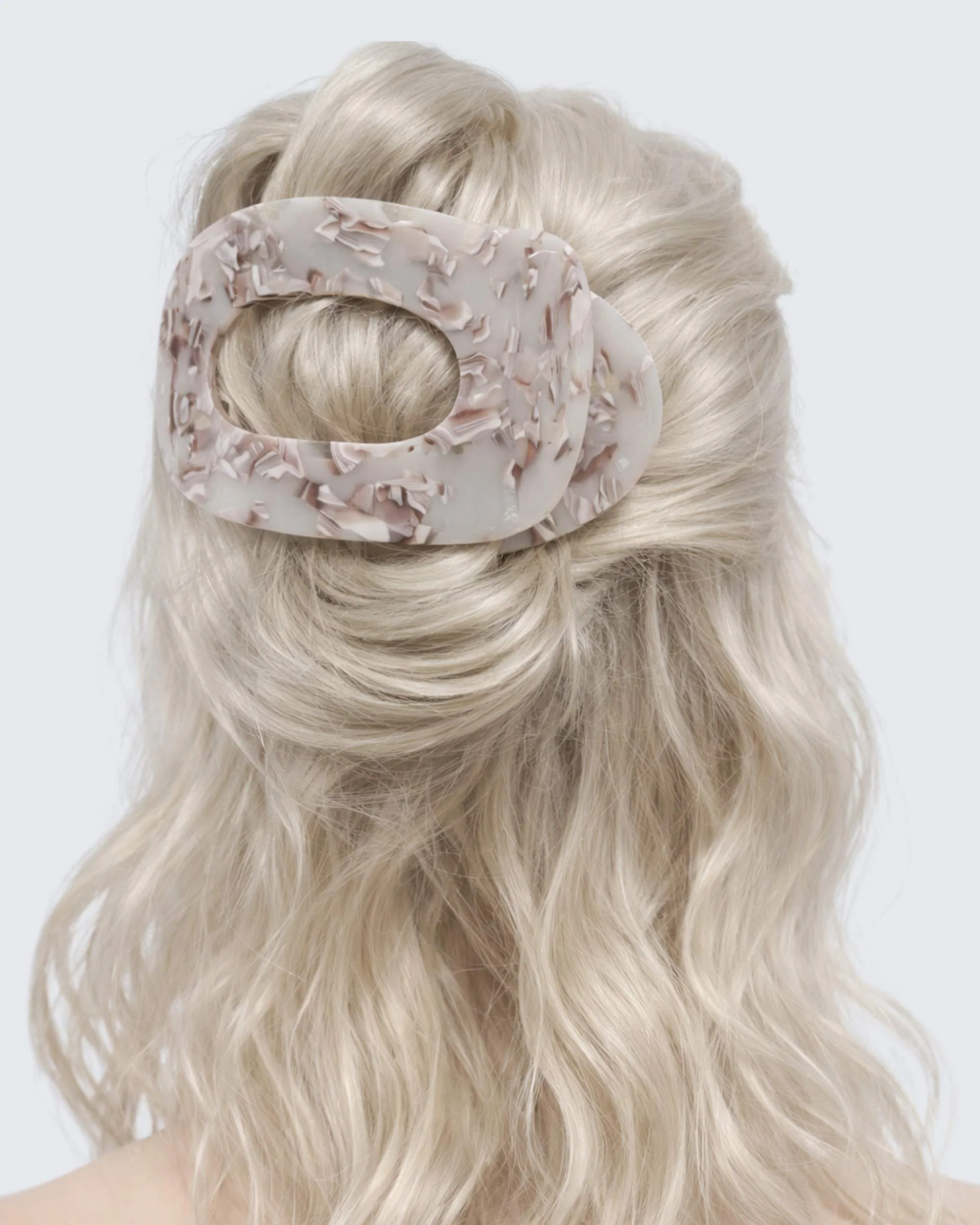 Large Flat Claw Hair Clip, Beige Shell - Image 2