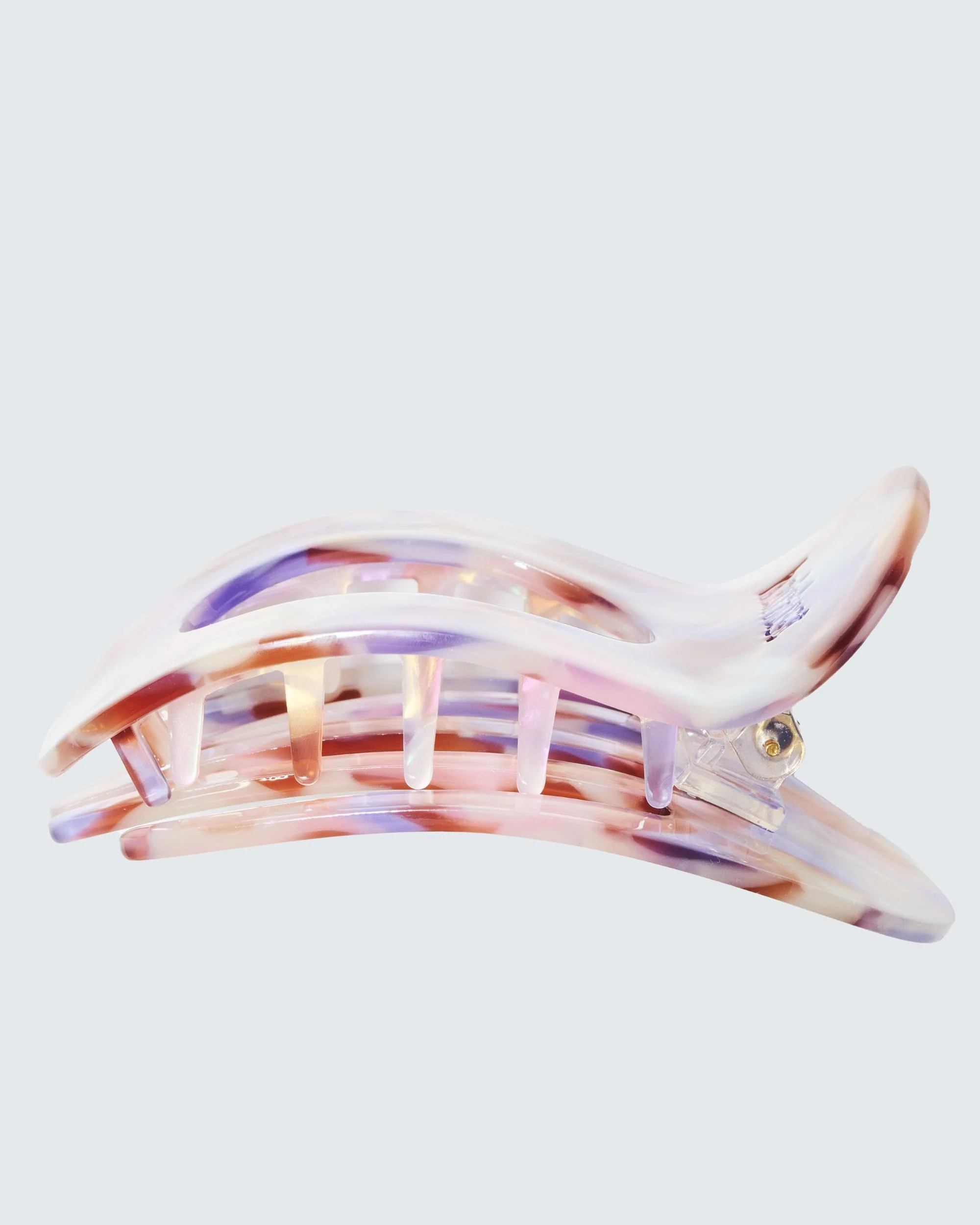 Large Flat Claw Hair Clip, Purple Shell - Image 3