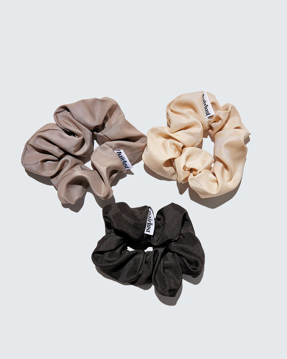 Satin Silk Scrunchies, Medium, 3-Pack, Coffee - Image 6