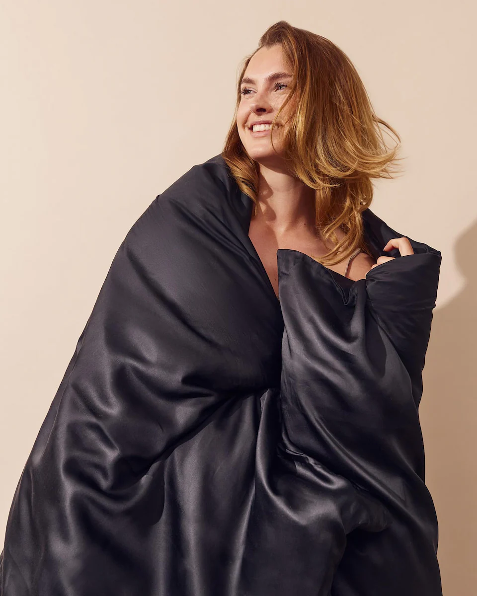 Silky Bamboo Duvet Cover, Jet Black - Image 3