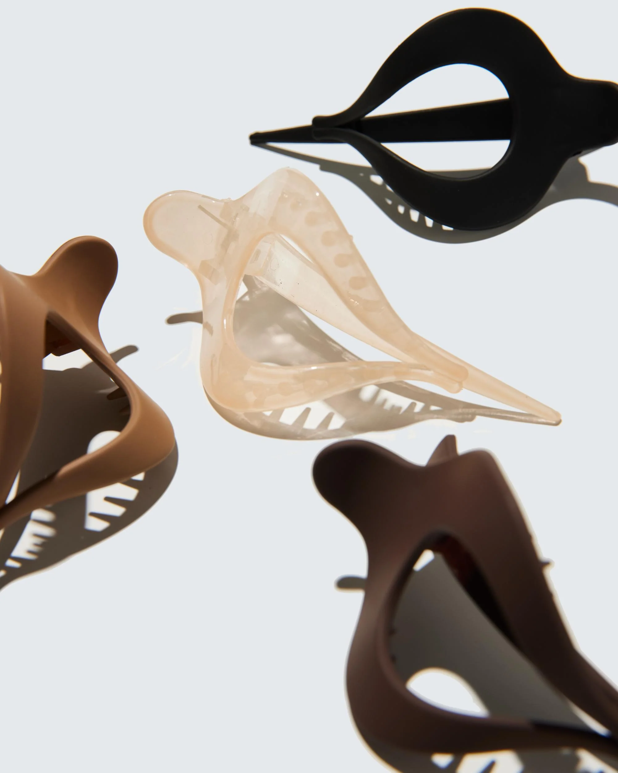 Small Flat Claw Hair Clips, Droplet, 4-Pack, Coffee - Image 4