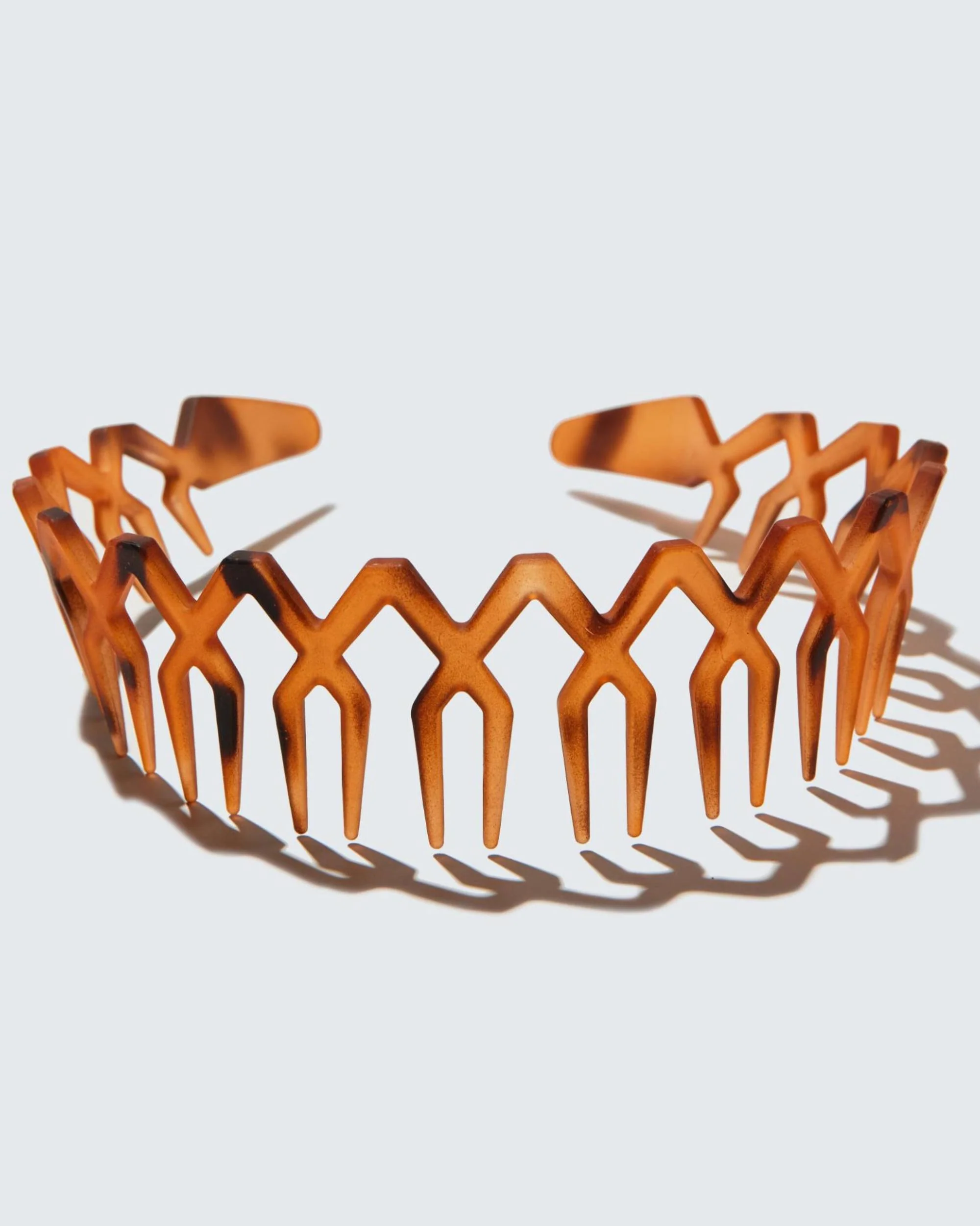 Wide Zig Zag Headband with Teeth, Marbled Amber - Image 3
