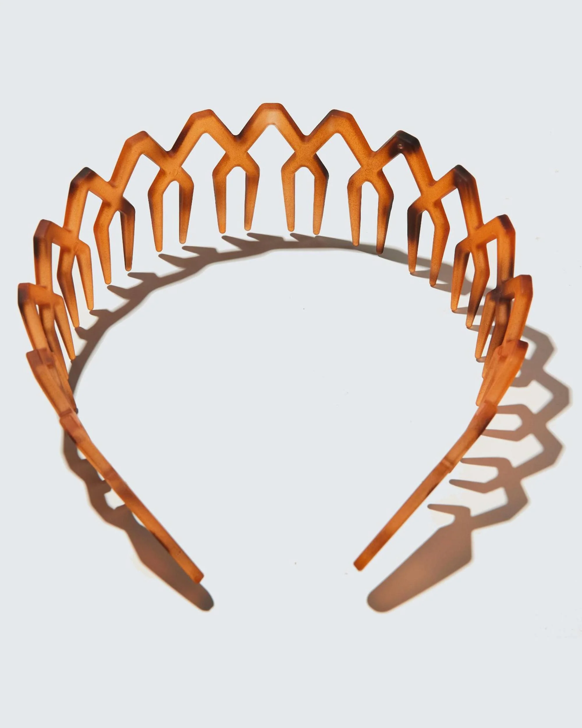 Wide Zig Zag Headband with Teeth, Marbled Amber - Image 4